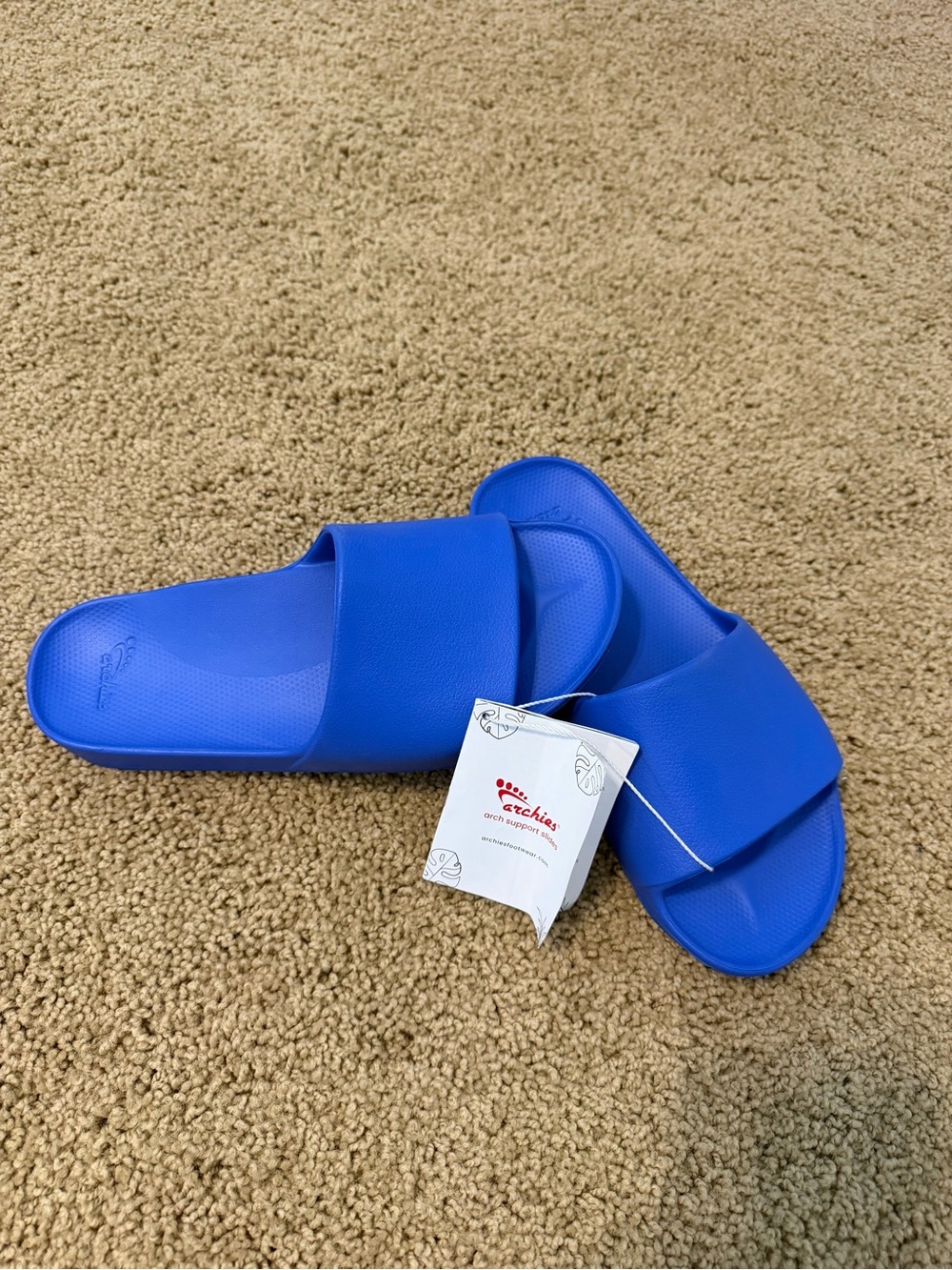 Bright Blue Slide Sandals with Single Wide Strap